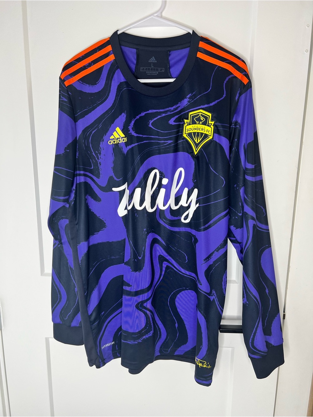 adidas Seattle Sounders Jimmy Hendrix Long Sleeve Soccer Jersey L